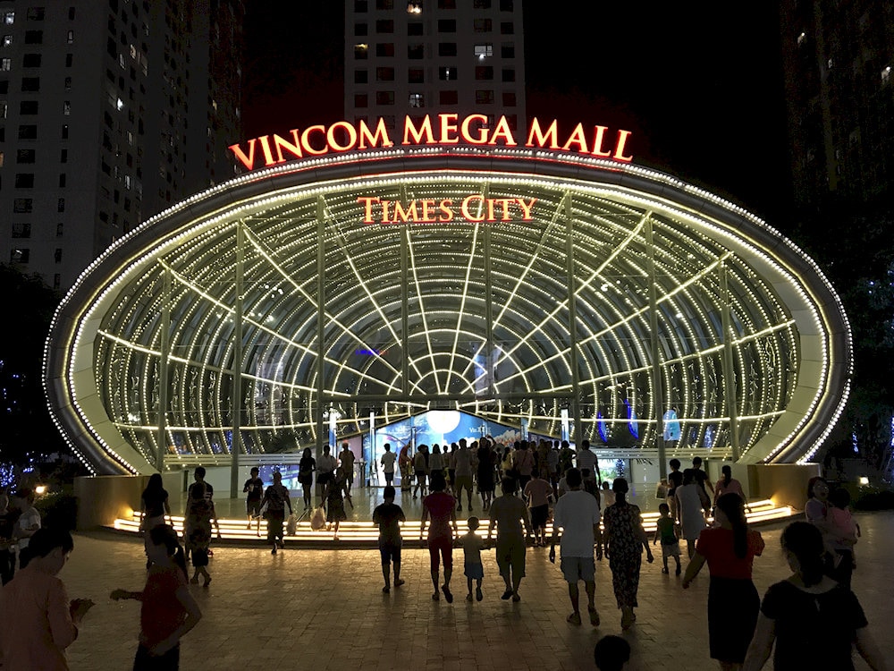 Vincom Mega Mall Times City is like a modern and magnificent miniature city, with unique architecture and cool green space